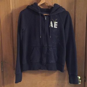 American Eagle Navy Zip Hoodie, L